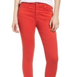 AG Adriano Goldschmied Red Coated Farrah High Waist